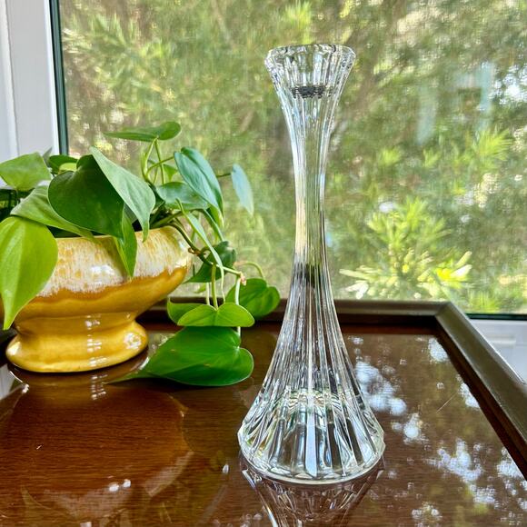Vintage Mikasa Crystal Taper Candle Holder – 8” Ribbed Glass Elegant Home Decor - Picture 4 of 8